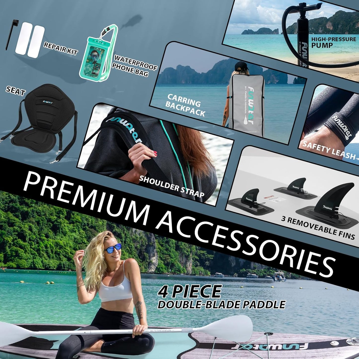 Inflatable Stand Up Paddle Board 10'6"/11"/11'6" – Wide, Ultra-Stable SUP for Adults & Families | Kayak Seat + Full Accessory Kit