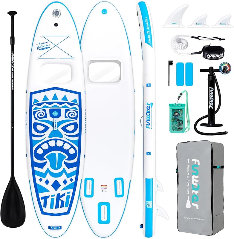 10’ Inflatable Stand Up Paddle Board – Lightweight Blue Totem SUP with Premium Accessories