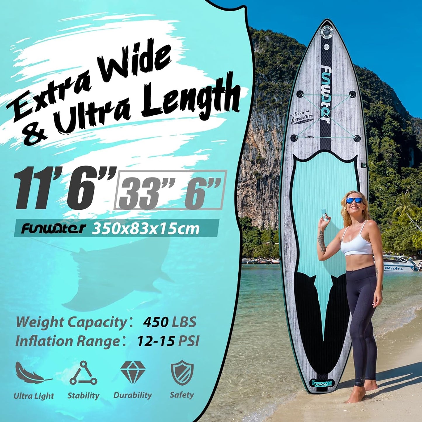 Inflatable Stand Up Paddle Board 10'6"/11"/11'6" – Wide, Ultra-Stable SUP for Adults & Families | Kayak Seat + Full Accessory Kit