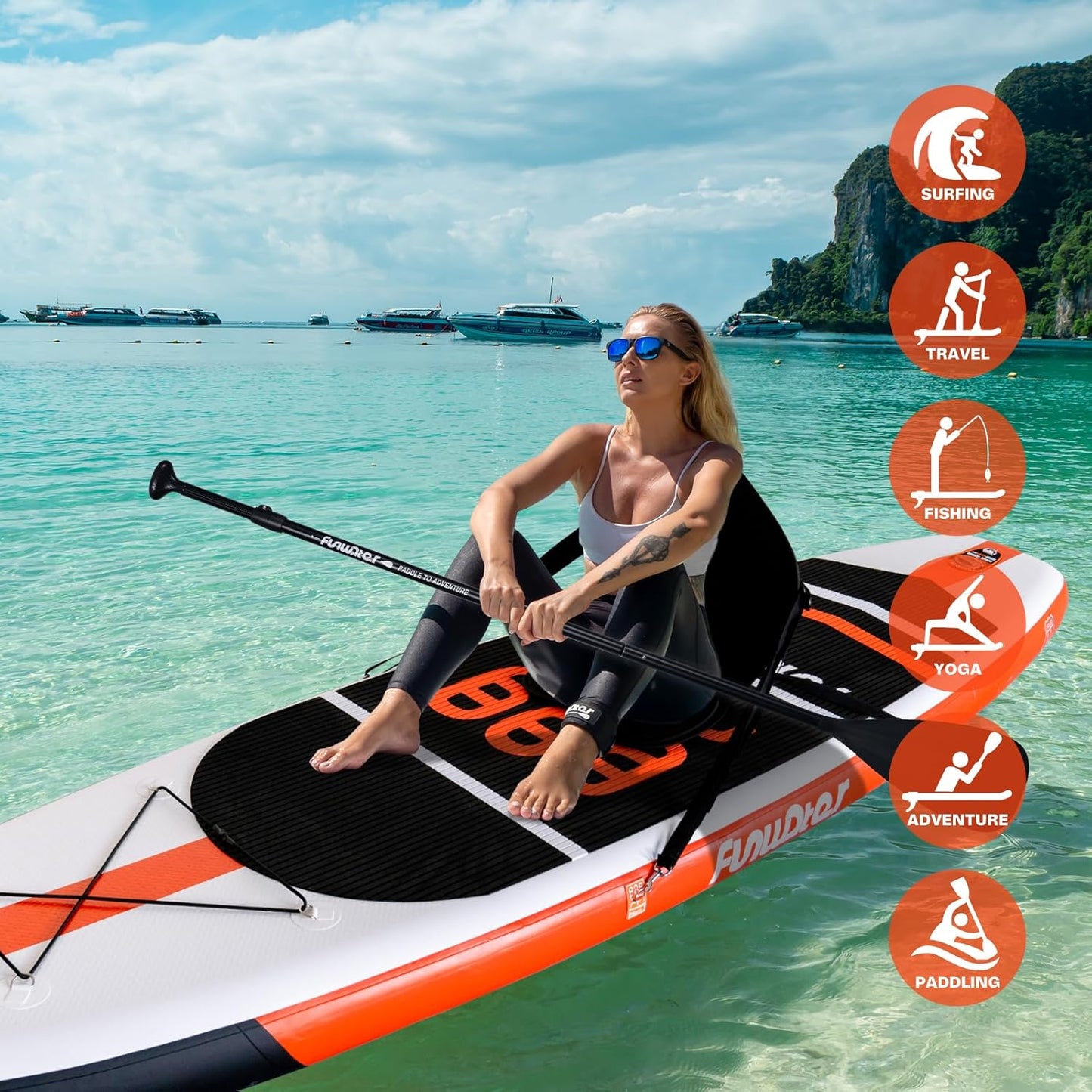 Inflatable Stand Up Paddle Board – Ultra-Light, 350 lb Capacity, Kayak-Compatible | Classic “Happiness” Series by FunWater