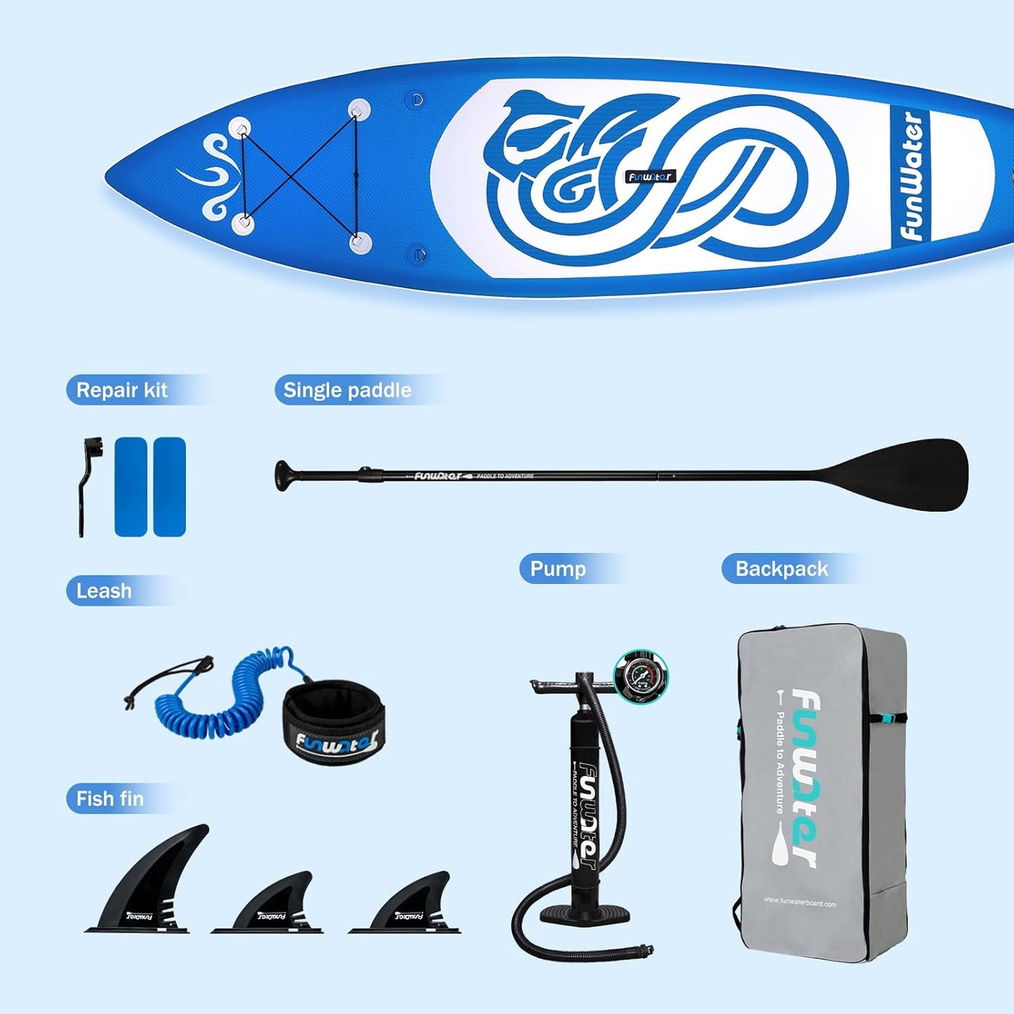 10’ Inflatable Stand Up Paddle Board – Lightweight Blue Totem SUP with Premium Accessories