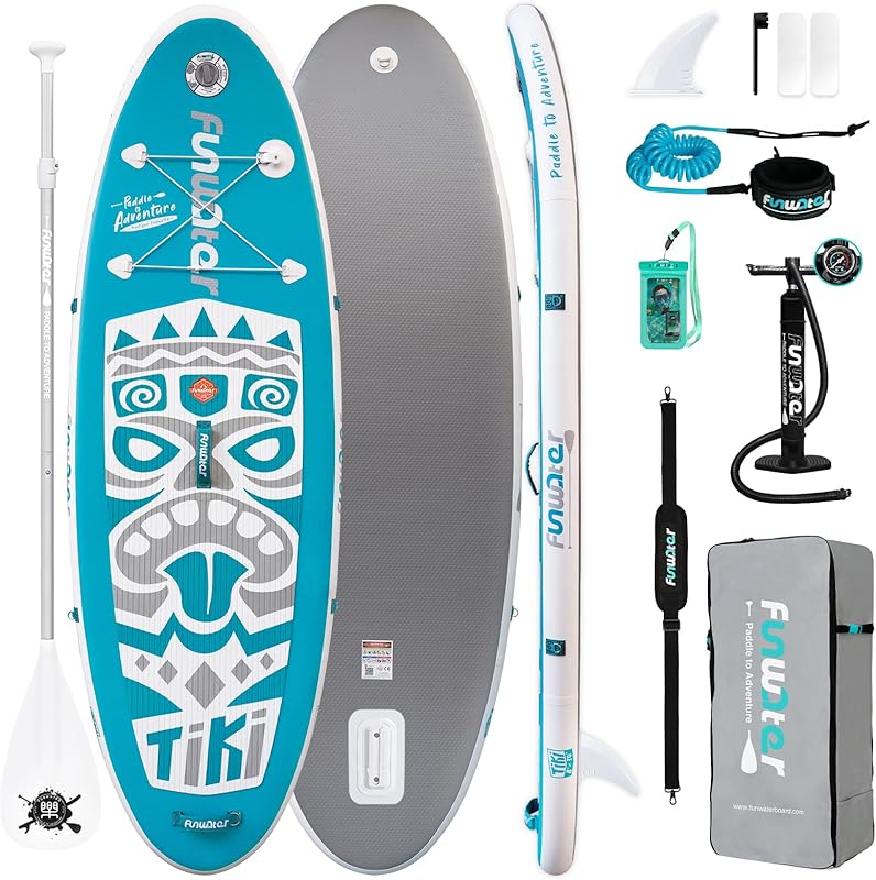 10’ Inflatable Stand Up Paddle Board – Lightweight Blue Totem SUP with Premium Accessories