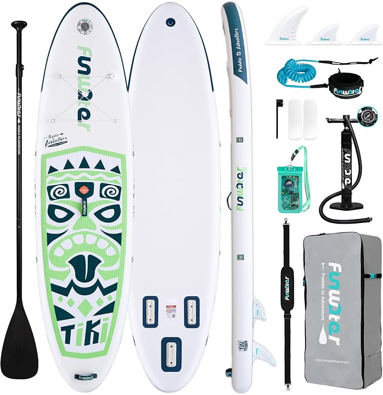 10’ Inflatable Stand Up Paddle Board – Lightweight Blue Totem SUP with Premium Accessories