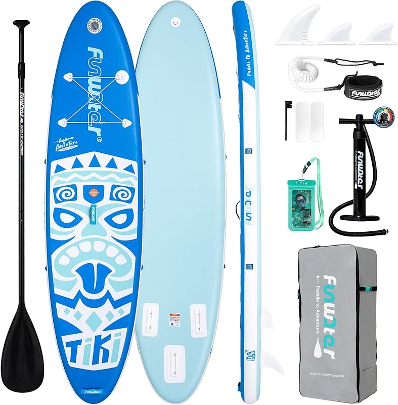 10’ Inflatable Stand Up Paddle Board – Lightweight Blue Totem SUP with Premium Accessories