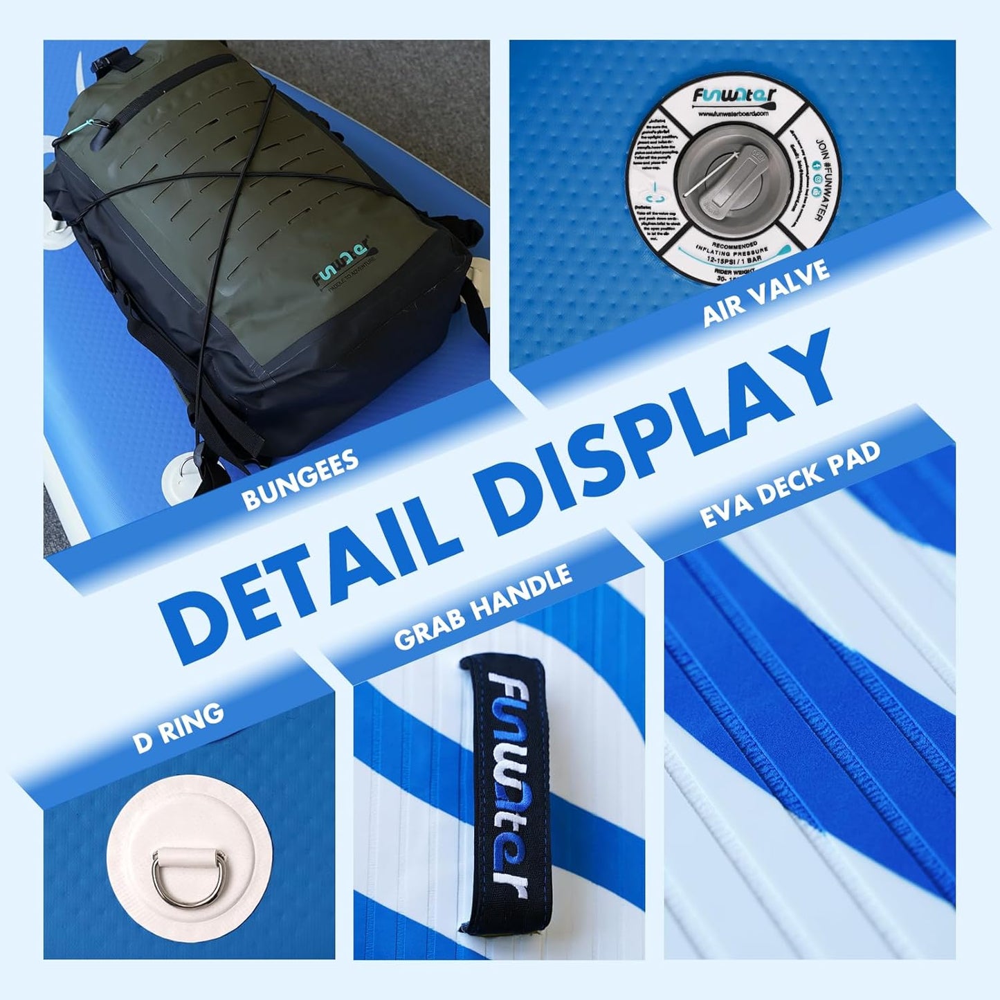 10’ Inflatable Stand Up Paddle Board – Lightweight Blue Totem SUP with Premium Accessories