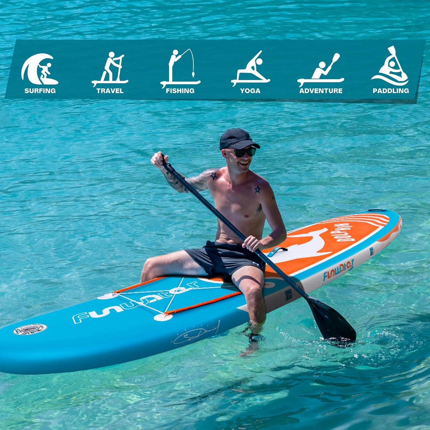 10’6” Inflatable Paddle Board – Ultra-Light, Eco-Inspired SUP with Kayak Seat & Full Accessories