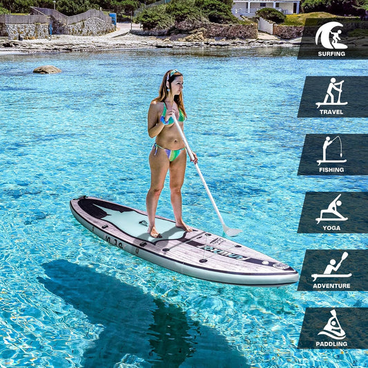 Inflatable Stand Up Paddle Board 10'6"/11"/11'6" – Wide, Ultra-Stable SUP for Adults & Families | Kayak Seat + Full Accessory Kit