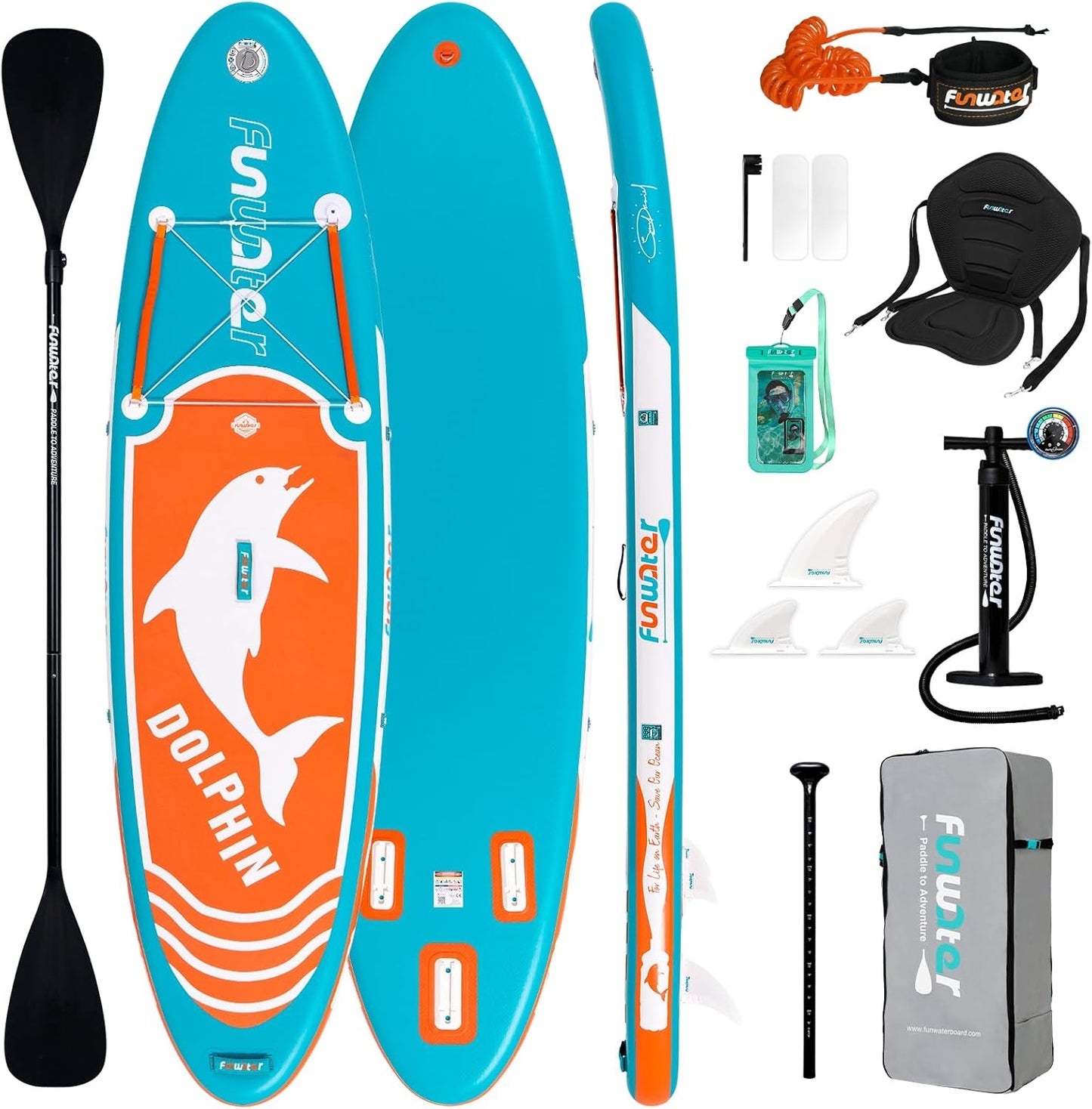 10’6” Inflatable Paddle Board – Ultra-Light, Eco-Inspired SUP with Kayak Seat & Full Accessories